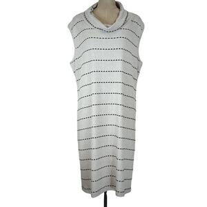 NWT Sassy Beige Black Stripe Sleeveless Midi Cowl Neck Knit Dress M